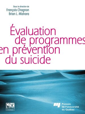 cover image of L' évaluation de programmes en prévention du suicide